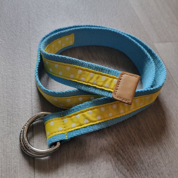 Tommy Hilfiger Polka Dot Blue & Yellow D-Ring Belt - Picture 3 of 5